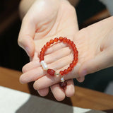 Natural Freshwater Pearls Red Agate 14k Filled Beaded Bracelet