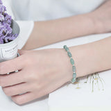 Green Jade 925 Silver Bangle Bracelet for Women Gift