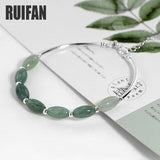 Green Jade 925 Silver Bangle Bracelet for Women Gift