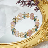 Ruifan Strawberry Quartz Crystal Beaded Bracelet for Women YBR287