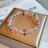 Ruifan Strawberry Quartz Crystal Beaded Bracelet for Women YBR287