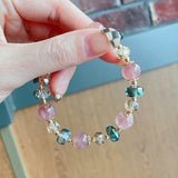 Ruifan Strawberry Quartz Crystal Beaded Bracelet for Women YBR287