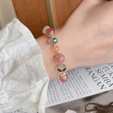 Ruifan Strawberry Quartz Crystal Beaded Bracelet for Women YBR287
