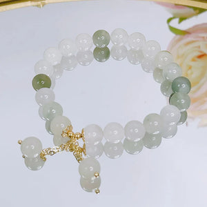 Vintage Tassel Light Green Jade Strand Bracelet YBR830