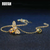 Natural Yellow Citrine/Green Olivine 14K 925 Sterling Silver Bracelets for Women
