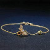 Natural Yellow Citrine/Green Olivine 14K 925 Sterling Silver Bracelets for Women