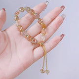 Natural Smoky Quartz Crystal Beaded Strand Bracelet Women Fine Jewelry