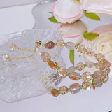 Natural Smoky Quartz Crystal Beaded Strand Bracelet Women Fine Jewelry