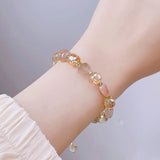 Natural Smoky Quartz Crystal Beaded Strand Bracelet Women Fine Jewelry