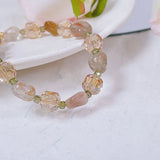 Natural Smoky Quartz Crystal Beaded Strand Bracelet Women Fine Jewelry