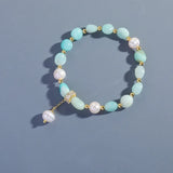 Natural Amazonite Stone Beads Freshwater Pearls Pendant Bracelet