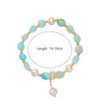 Natural Amazonite Stone Beads Freshwater Pearls Pendant Bracelet