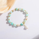 Natural Amazonite Stone Beads Freshwater Pearls Pendant Bracelet