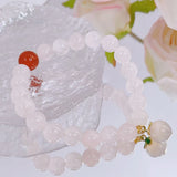 Ruifan Peach Light Pink Rose Quartz Red Agate Bracelet YBR754