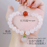 Ruifan Peach Light Pink Rose Quartz Red Agate Bracelet YBR754
