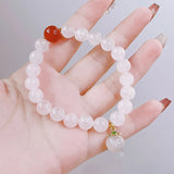 Ruifan Peach Light Pink Rose Quartz Red Agate Bracelet YBR754