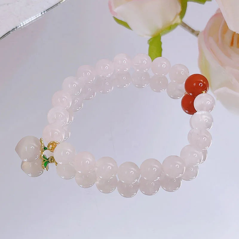 Ruifan Peach Light Pink Rose Quartz Red Agate Bracelet YBR754