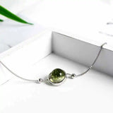 925 Sterling Silver Green Ghost Stone Crystal Bracelet for Women