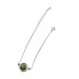 925 Sterling Silver Green Ghost Stone Crystal Bracelet for Women