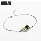 925 Sterling Silver Green Ghost Stone Crystal Bracelet for Women