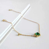 Green Cubic Zirconia Sterling Silver Bracelet Women Chain Link YBR041