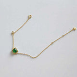 Green Cubic Zirconia Sterling Silver Bracelet Women Chain Link YBR041