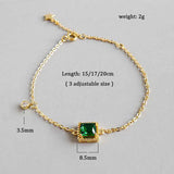 Green Cubic Zirconia Sterling Silver Bracelet Women Chain Link YBR041