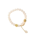 Ruifan Flower 8mm Red Natural Agate Beaded Strand Bracelet