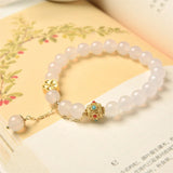 Ruifan Flower 8mm Red Natural Agate Beaded Strand Bracelet