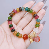 Ruifan Multicolor Crystal Peach Charm Agate Bead Bracelet YBR845