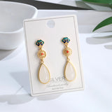 Ruifan Water Drop Jade Dangle Earrings 925 Sterling Silver Fine Jewelry