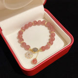 Zircon Flower Strawberry Quartz Bracelet YBR705