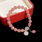 Zircon Flower Strawberry Quartz Bracelet YBR705
