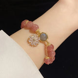 Zircon Flower Strawberry Quartz Bracelet YBR705