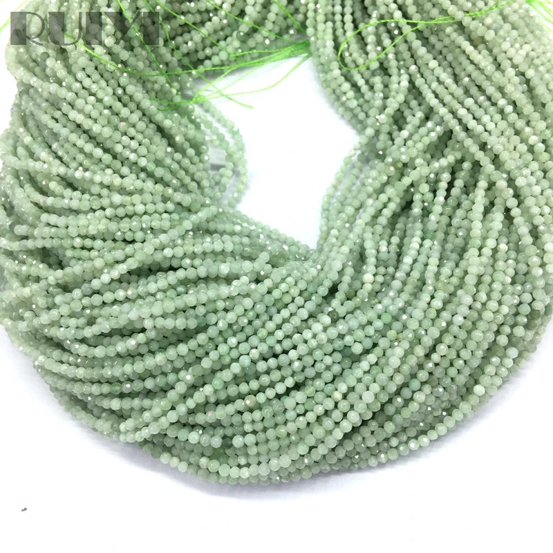 Burma Green Jades Micro Faceted Beads Light Green Spacer Stone