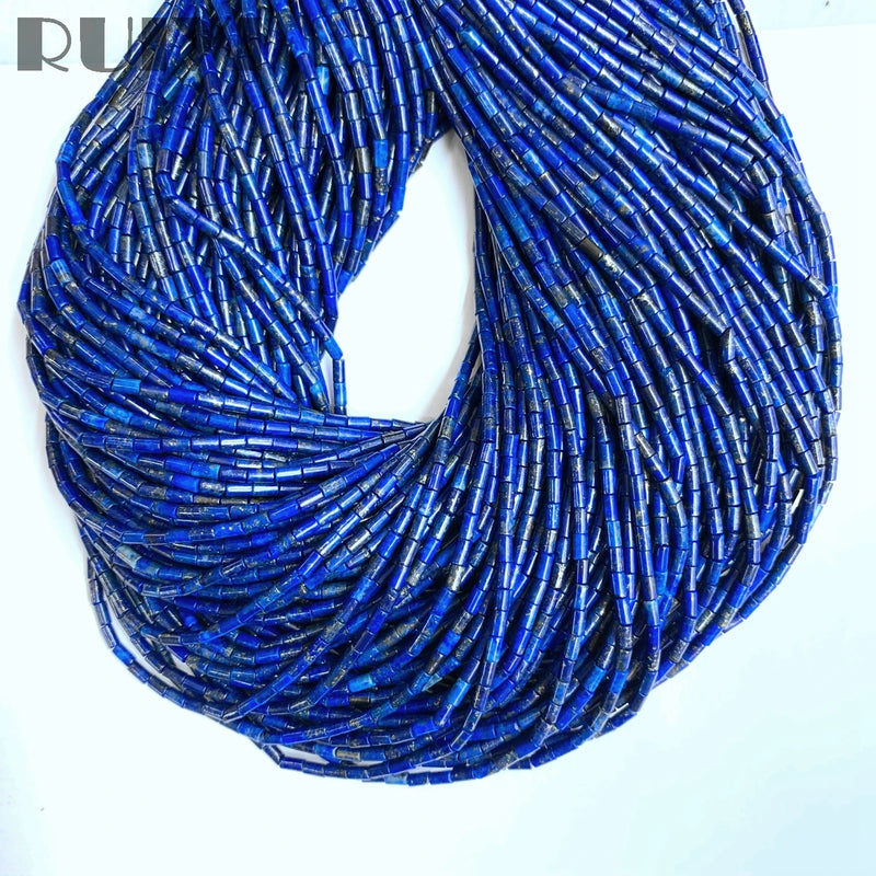 Ruiyi Natural Lapis Lazuli Tube 2x4mm Beads