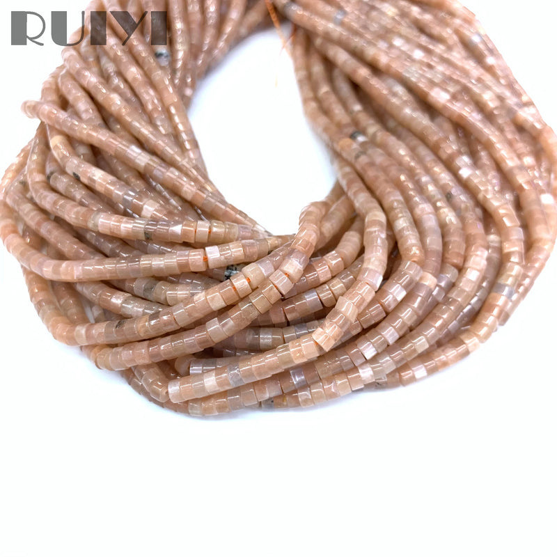 Peach Moonstone Heishi Round Beads 3x2mm 4x2mm Tube Seed Beads