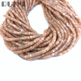 Peach Moonstone Heishi Round Beads 3x2mm 4x2mm Tube Seed Beads