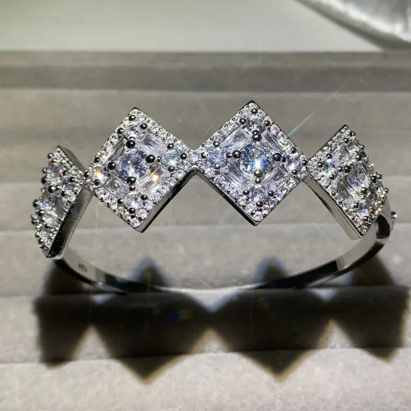 Rulalei Princess Cut Zircon Bangle for Women