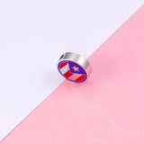 5pcs Stainless Steel American Flag Big Hole Beads Charm DIY Bracelet