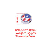 5pcs Stainless Steel American Flag Big Hole Beads Charm DIY Bracelet