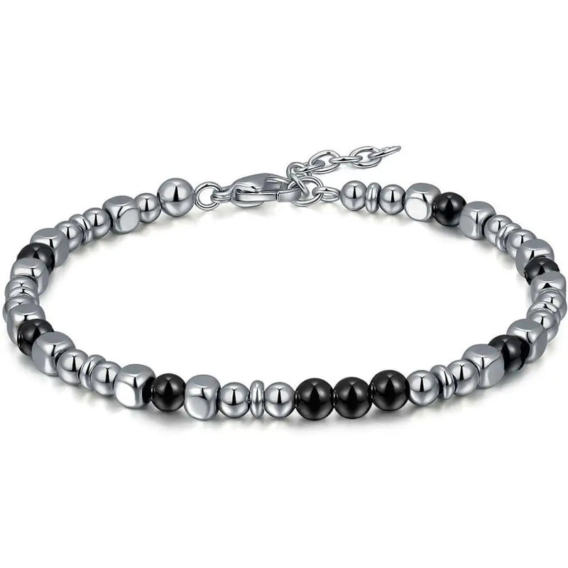 Stainless Steel Malachite Man's Rosary Bracelet