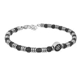 Engraved Anchor Wheel Hematite Bracelet for Men