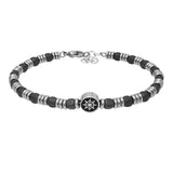 Engraved Anchor Wheel Hematite Bracelet for Men