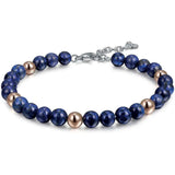 Men's Natural Stone Bead Rosary Bracelet with Stainless Steel