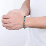 Men's Bracelet Natural Stone Beads 6mm with Stainless Steel, Adjustable Size