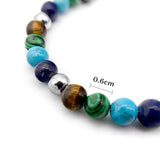 Men's Bracelet Natural Stone Beads 6mm with Stainless Steel, Adjustable Size