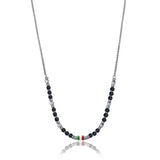 Stainless Steel Enamel Pendant Beaded Necklace