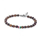 Tiger Eyes Beaded Bracelet Stainless Steel Flag Bracelet
