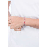 Men Bracelet Stainless Steel Beads 4mm Red Garnet Natural Stone